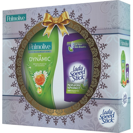 Palmolive Dynamická príroda Aróma Sensations So Dynamic sprchový gél 250 ml + Lady Speed Stick Natural & Protect dezodorant stick 45 g, kozmetická sada
