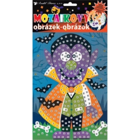 Mozaikový hrací set Halloween fialový mužík 23 x 16 cm