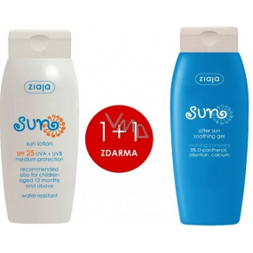 Ziaja Sun SPF 25 vodeodolné mlieko na opaľovanie 150 ml + Sun upokojujúci gél po opaľovaní 150 ml, duopack