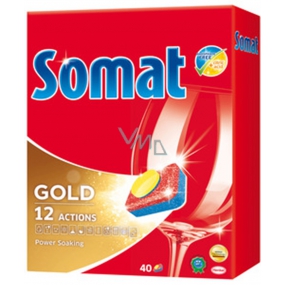 Somat Gold 12 Action Tablety do umývačky, pomáhajú odstrániť aj odolné nečistoty bez predumytia 40 kusov