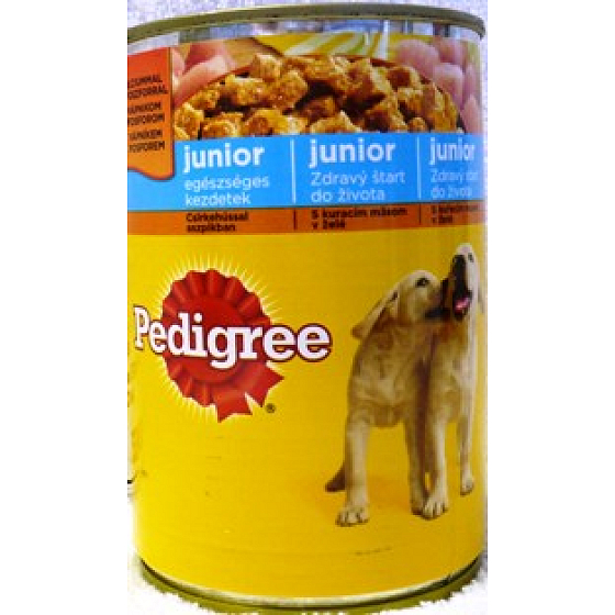 Pedigree Junior s kuracím mäsom v želé konzerva 400 g