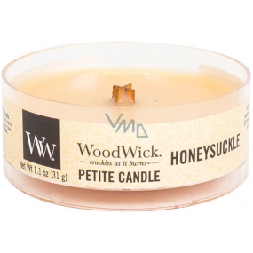 Woodwick Honeysuckle - Zimolez a jazmín vonná sviečka s dreveným knôtom petite 31 g