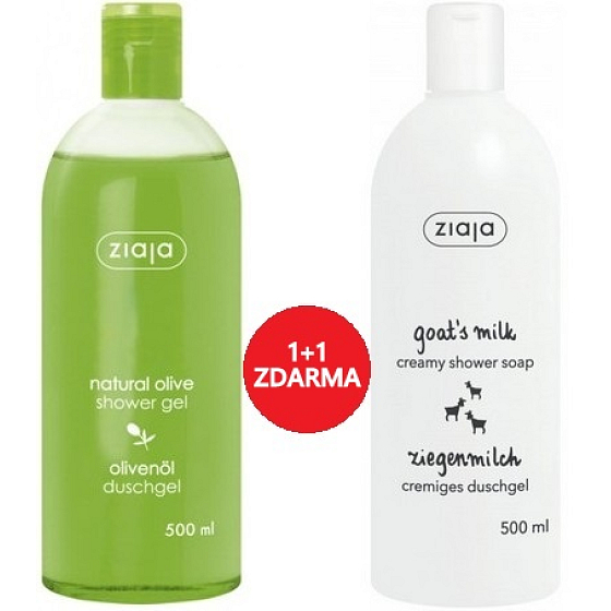 Ziaja Oliva sprchový gél 500 ml + Kozie mlieko sprchový gél 500 ml, duopack