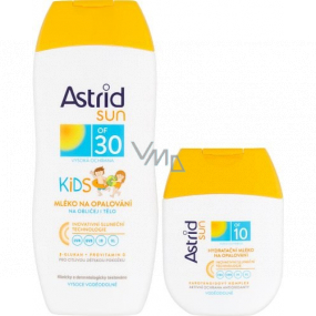 Astrid Sun Kids OF30 mlieko na opaľovanie 200 ml + Sun OF10 hydratačné mlieko na opaľovanie 80 ml, duopack