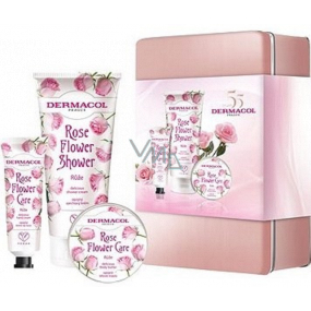 Dermacol Rose Flower Ruže krém na ruky 30 ml + sprchový gél 200 ml + telové maslo 75 ml, kozmetická sada