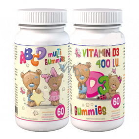 Clinical ABCD Multi Gummies + vitamín D3 Gummies pektínové cukríky s malinovou príchuťou 2 x 60 kusov