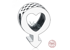 Prívesok Striebro 925 Mužský symbol, srdce, korálik na náramku symbol