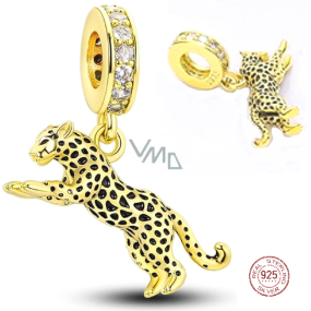 Prívesok na náramok zo striebra 925 Leopard, zvierací prívesok