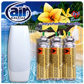 Air Menline Seychelles Vanilla Happy Osviežovač vzduchu komplet + náplne 3 x 15 ml sprej