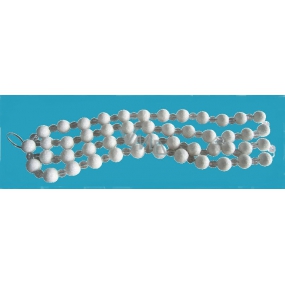 Reťaz biele guľôčky 2 cm a priehľadné perličky 12 mm a korálky, 180 cm