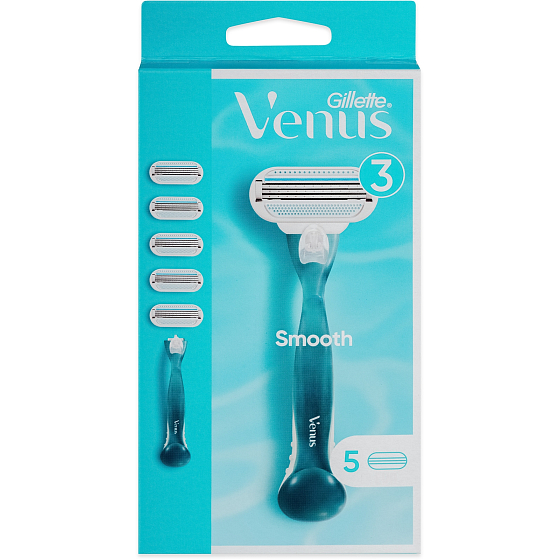 Gillette Venus Smooth holiaci strojček + náhradné hlavice 5 kusov pre ženy