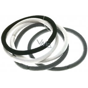 Vlasová gumička sivá, biela, čierna 5 x 0,4 cm 5 kusov