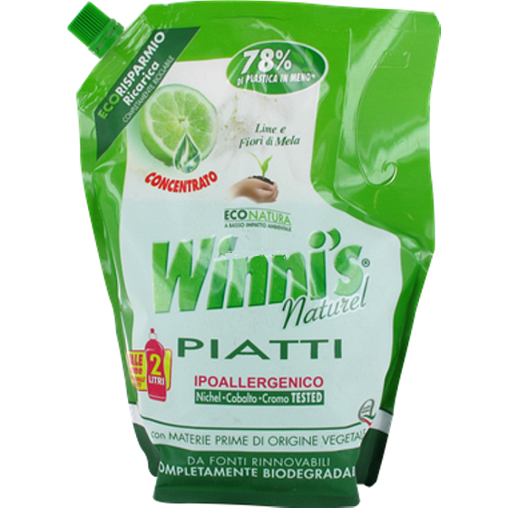 Winnis Eko Piatti Lime koncentrovaný hypoalergénne umývací prostriedok na riad 1 l