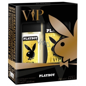 Playboy Vip for Him parfumovaný dezodorant sklo pre mužov 75 ml + sprchový gél 250 ml, kozmetická sada