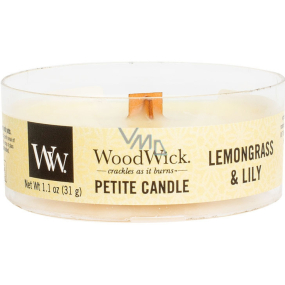 Woodwick Lemongrass & Lily - Citrónová tráva a ľalie vonná sviečka s dreveným knôtom petite 31 g