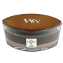 WoodWick Trilogy Cozy Cabin - Útulná chata vonná sviečka s dreveným širokým knôtom a viečkom sklo loď 453 g