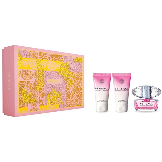 Versace Bright Crystal toaletná voda pre ženy 50 ml + telové mlieko 50 ml + sprchový gél 50 ml, darčeková sada