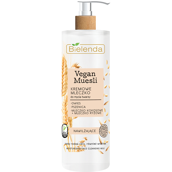 Bielenda Vegan Muesli Pšenica + Ovsené vločky + Kokosové mlieko + Ryžové mlieko hydratačné čistiace pleťové mlieko 175 g