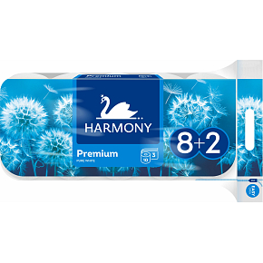 Harmony Premium 3vrstvý toaletný papier, 8+2 rolí, role 17,5 m