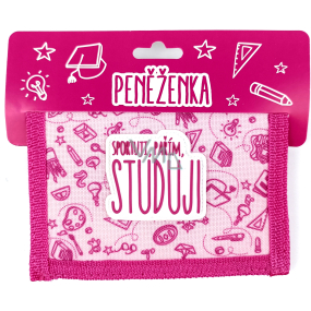 Nekupto Back To School peňaženka ružová Športujem, zabávam sa, študujem 13,5 x 9 cm