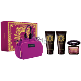 Versace Crystal Noir toaletná voda 90 ml + telové mlieko 100 ml + sprchový gél 100 ml + kabelka, darčeková sada pre ženy