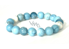 Larimar náramok elastický prírodný kameň, guľôčka 9 - 10 mm / 16 - 17 cm, mier - pokoj