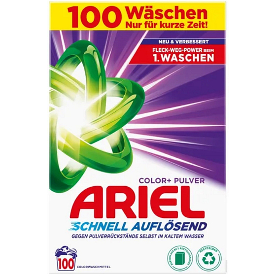 Ariel Color+ Pulver box prací prášok na farebné oblečenie 100 dávok 5,5 kg