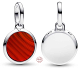Charm Striebro 925 Mini medailón červený imitácia Achát, prívesok na náramok symbol