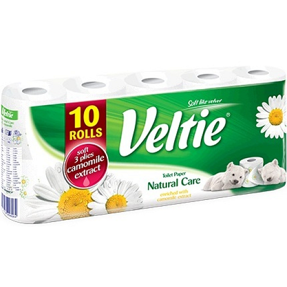 Veltie Natural Care Camomile Extract toaletný papier 3 vrstvový 160 útržkov 8 kusov