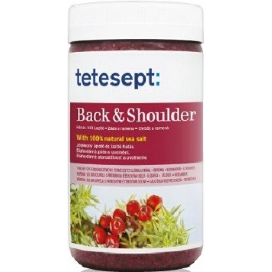 Tetesept Back & Shoulder Svaly chrbtové a ramenné Gaultéria + Jalovec + Koriander 100% Morská soľ 900 g