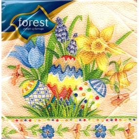 Forest Kvety + vajíčka veľkonočné obrúsky 33 x 33 cm 1 vrstvové 20 kusov