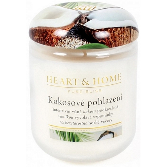Heart & Home Kokosové pohladenie Sójová vonná sviečka strednej horí až 30 hodín 110 g