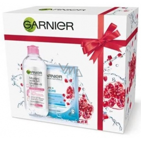 Garnier Skin Naturals micelárna voda 3v1 pre citlivú pleť 400 ml + Moisture + Aqua Bomb superhydratační vypĺňajúci textilné pleťová maska 15 minútová 32 g, kozmetická sada