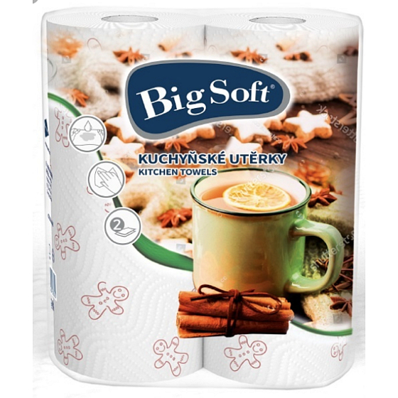 Big Soft Zima papierové kuchynské utierky s potlačou 2 vrstvové 2 kusy