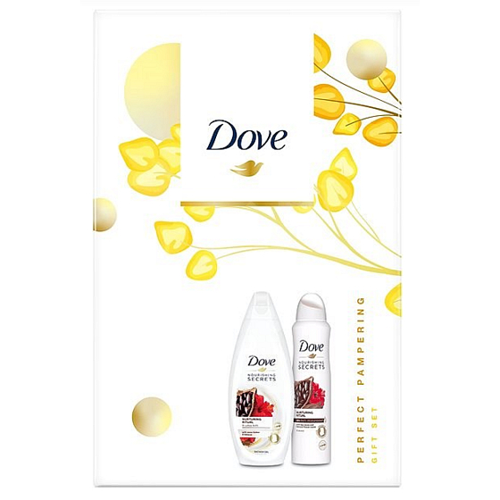 Dove Nourishing Secrets Vyživujúce African Ritual Kakao & Ibištek sprchový gél 250 ml + antiperspirant dezodorant sprej 150 ml, kozmetická sada