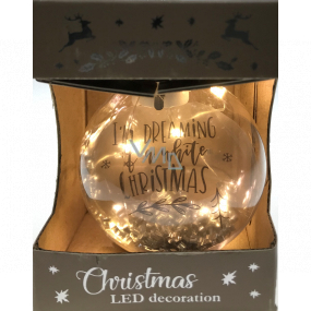 Epee Strieborná banka žiarivá ozdoba s LED - Im Dreaming of a White Christmas na zavesenie 6 cm