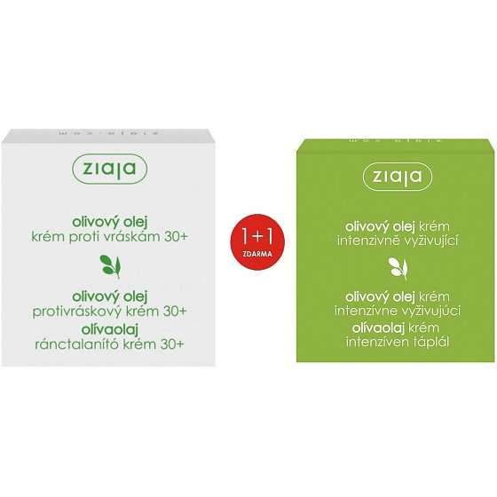 Ziaja Olivový olejový krém proti vráskam 30+ 50 ml + Olivový olejový krém vhodný pre deti od 1 mesiaca 50 ml, duopack