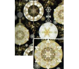 Nekupto Dárkový balicí papír vánoční 70 x 1000 cm Černý zlaté, stříbrné ozdoby