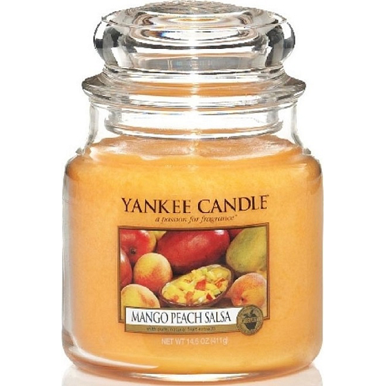 Yankee Candle Mango Peach Salsa - Salsa z manga a broskýň vonná sviečka Classic strednej sklo 411 g