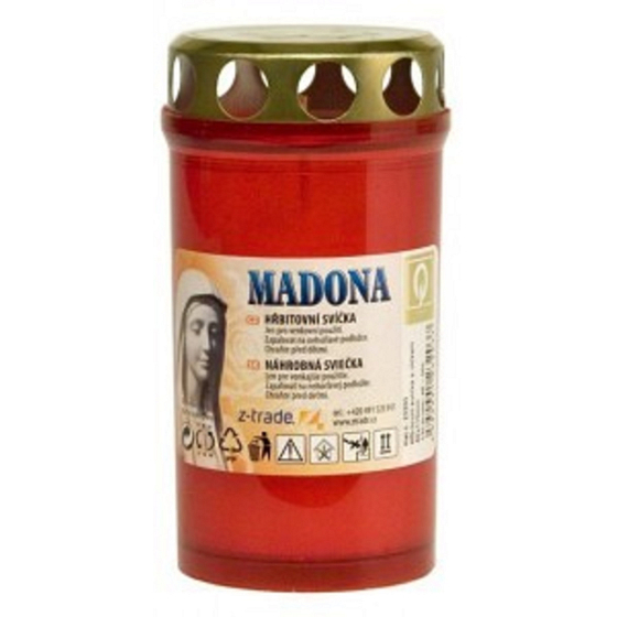 Madona Cintorínska sviečka s viečkom lisovaná červená, horí až 2 dni, 135 g