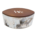 Woodwick Honey Tabac - Medový tabak Artisan vonná sviečka s dreveným širokým knôtom a viečkom sklo loď 453 g