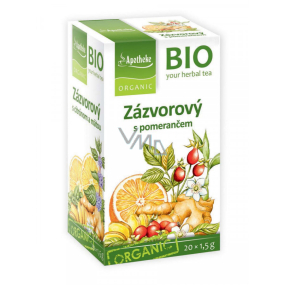 Apotheke Bio Zázvorový čaj s pomarančom napomáha tráveniu, dýchaniu a duševnej pohode 20 x 1,5 g