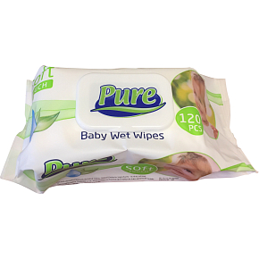 Pure Baby detské vlhčené utierky s klipom, 120 ks
