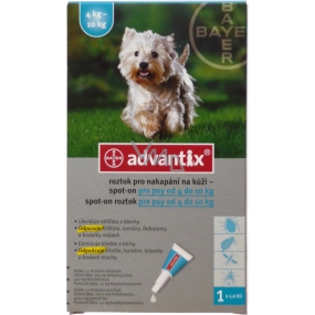 Bayer Advantix Spot On roztok na kvapkanie na kožu on pre psov 4-10 kg, 1 x 1 ml