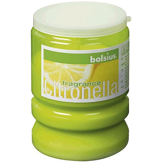 Bolsius Aromatic Citronela repelentný vonná sviečka proti komárom, v plaste, limetkovo zelená 65 x 86 mm