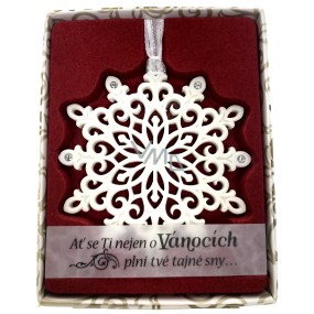 Albi Vianočný ornament s kryštálmi Swarovski na zavesenie s popisom - Nech sa Ti nielen o Vianociach plní tvojej tajné sny, cca 7 x 8 cm