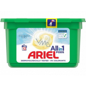 Ariel All in 1 Pods Sensitive Skin gélové kapsule na pranie na detskú bielizeň a pre citlivú pokožku 13 kusov 314,6 g
