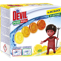 Dr. Devil WC Push Pull Gel Citron Fresh WC blok bez košíku, 4 × 20 g