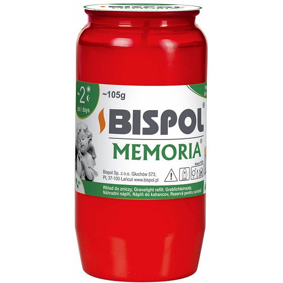 Bispol Memoria olejová sviečka červená, doba horenia 48 hodín 105 g