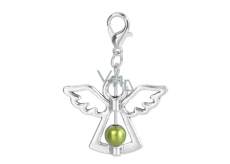 Prívesok anjel strážny so zelenou perlou 29 x 37 mm